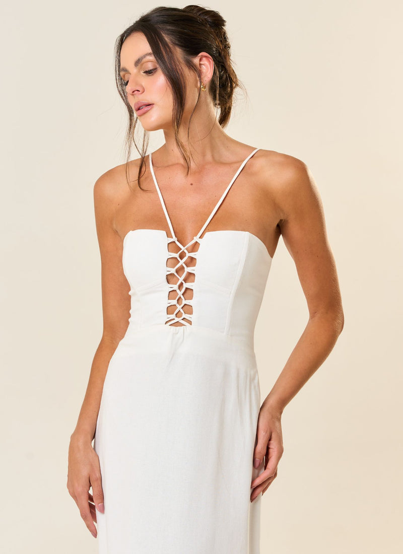 Vestido de Linho off-white Mia