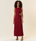 Vestido de Linho vinho-bordô Marina