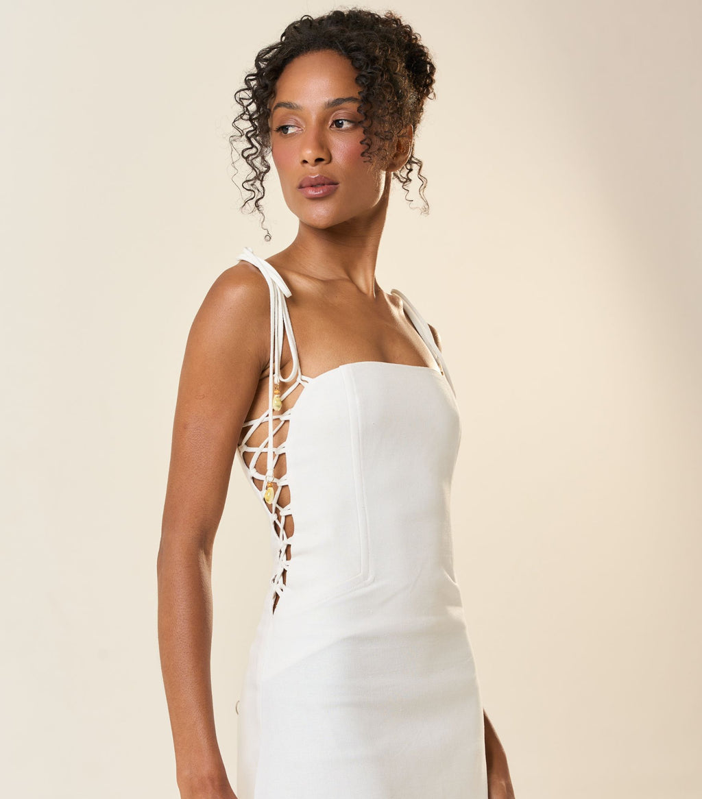 Vestido de Linho off-white Celina