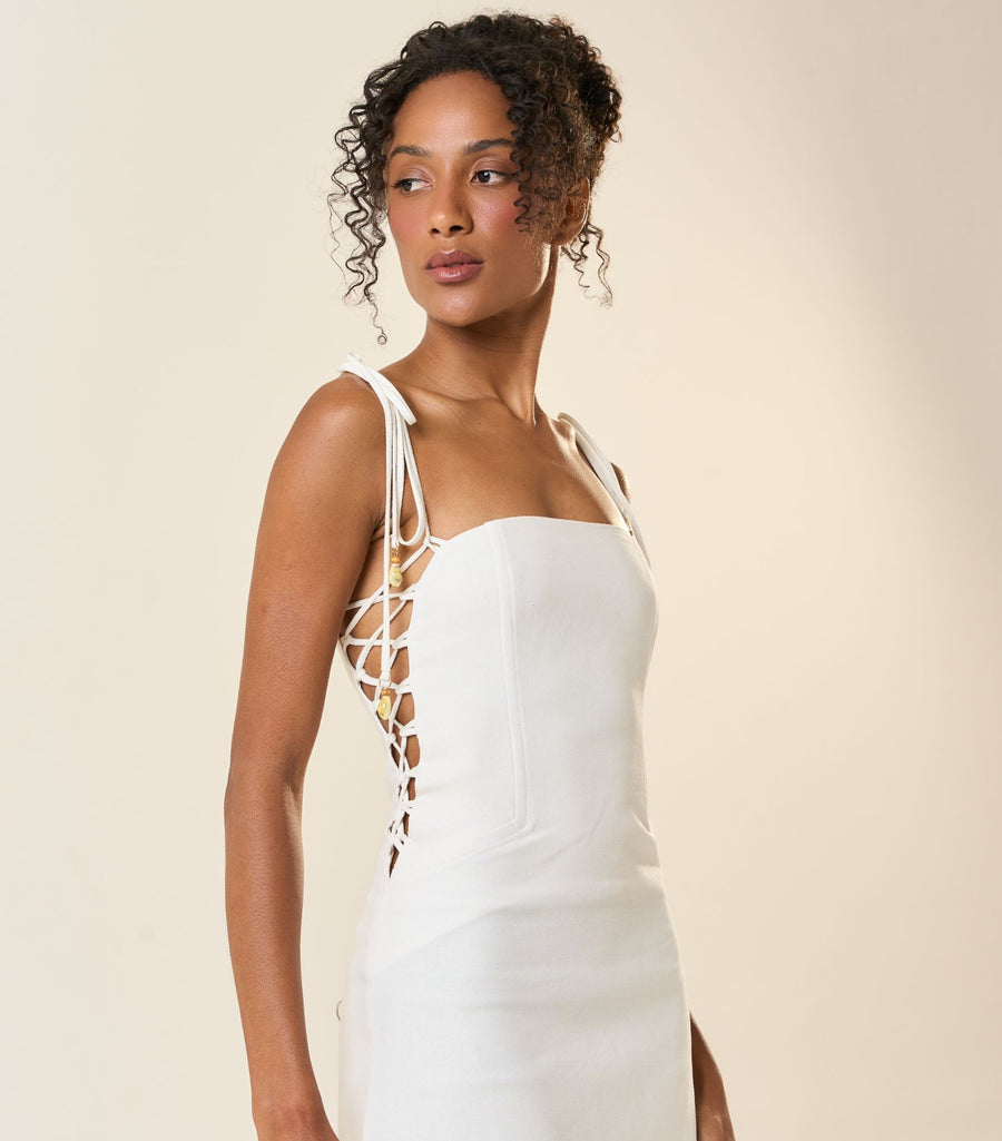 Vestido de Linho off-white Celina