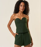 Top de linho verde-floresta Cecilia