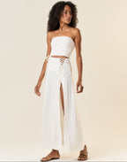 Saia de linho off-white Zoe