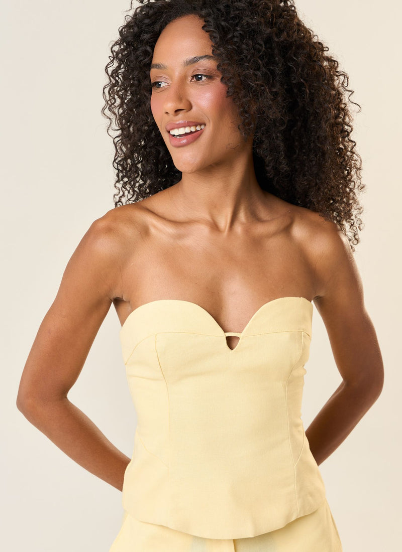 Top de linho baunilha Cecilia