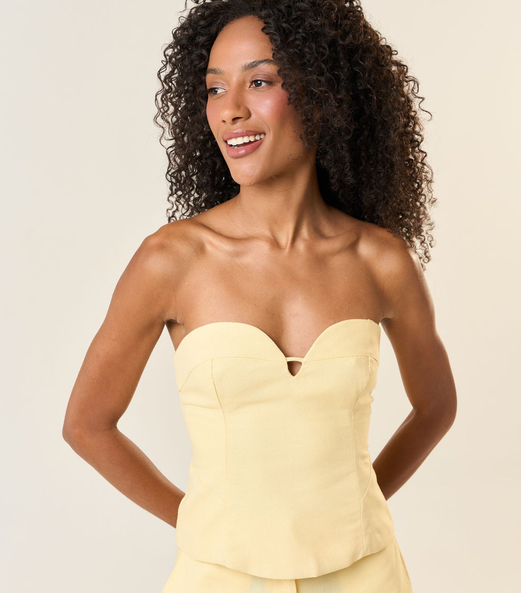 Top de linho baunilha Cecilia