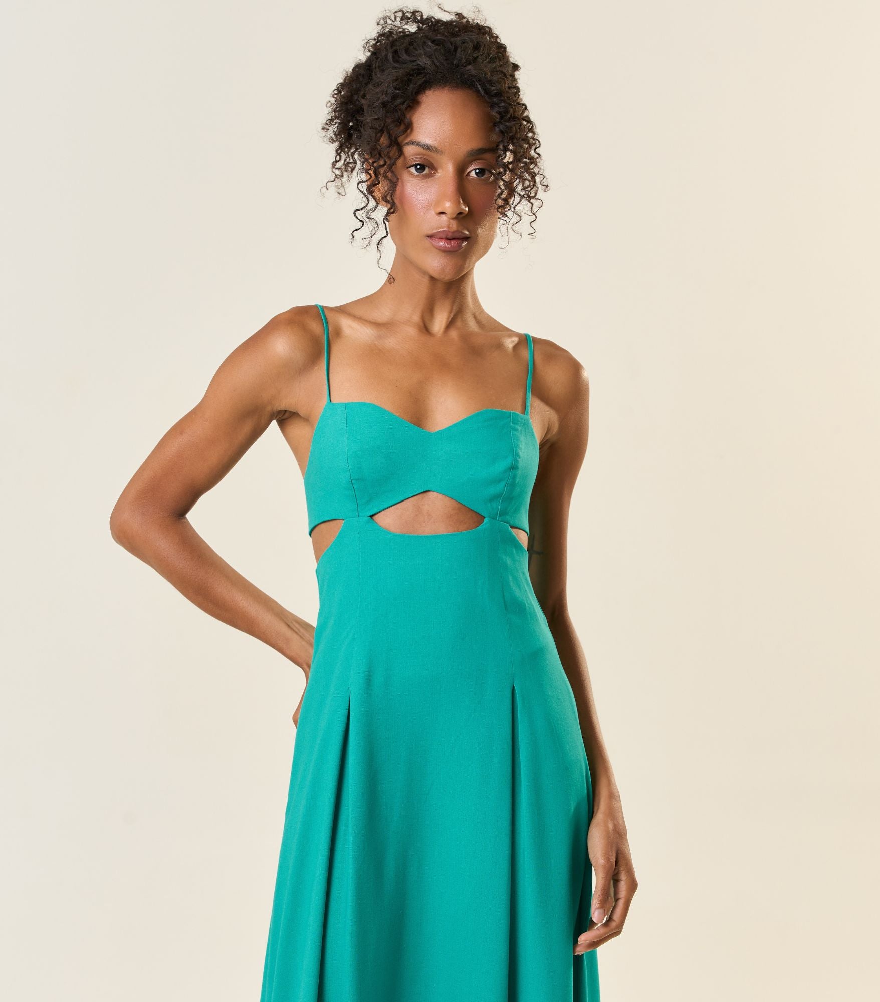 Vestido de Linho azul-aqua Catarina