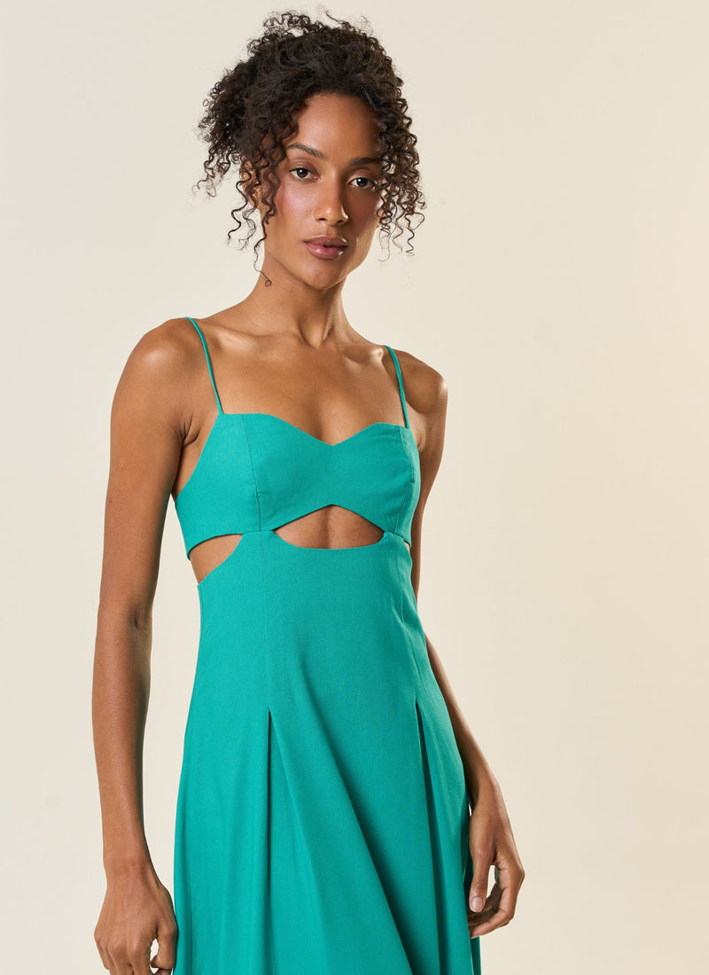 Vestido de Linho azul-aqua Catarina