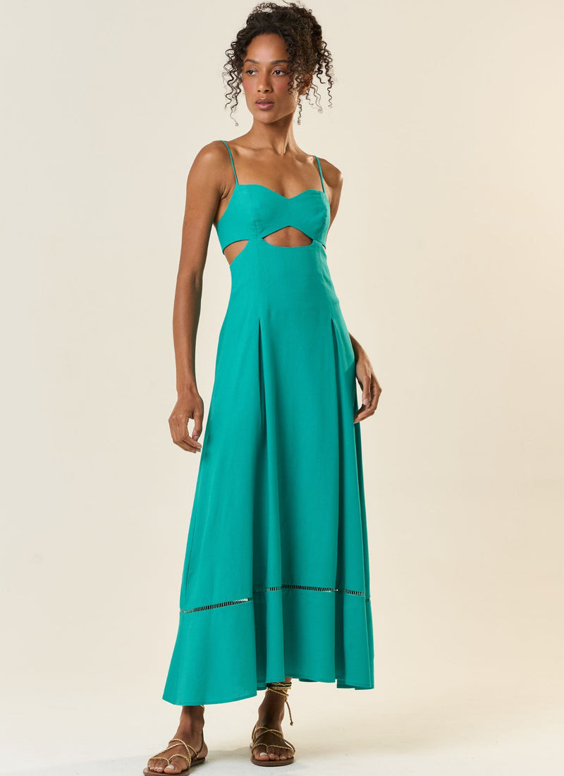 Vestido de Linho azul-aqua Catarina
