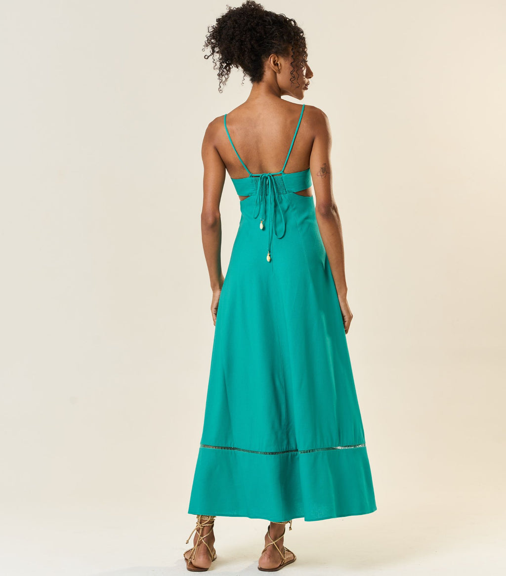 Vestido de Linho azul-aqua Catarina
