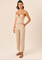 Calça de linho areia Guilhermina