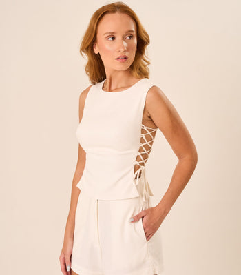 Top de linho off-white Lina
