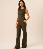 Calça de Linho verde-militar Gisela