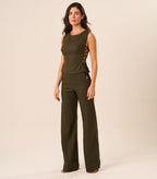 Calça de Linho verde-militar Gisela