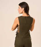 Calça de Linho verde-militar Gisela