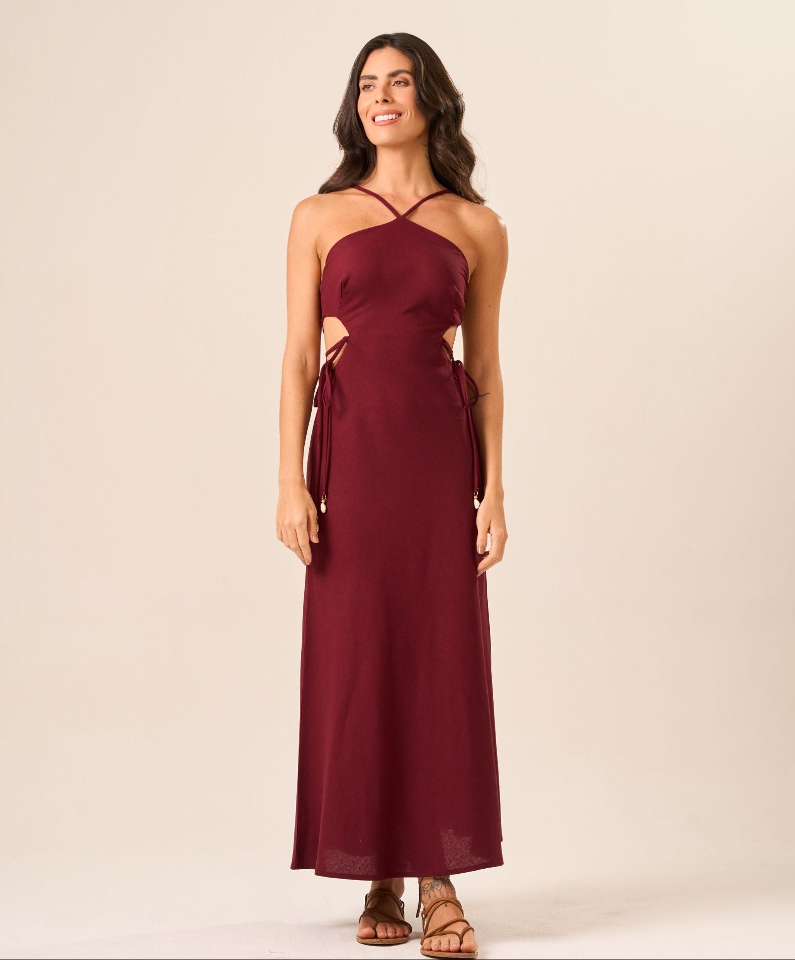 Vestido de Linho cereja Bárbara