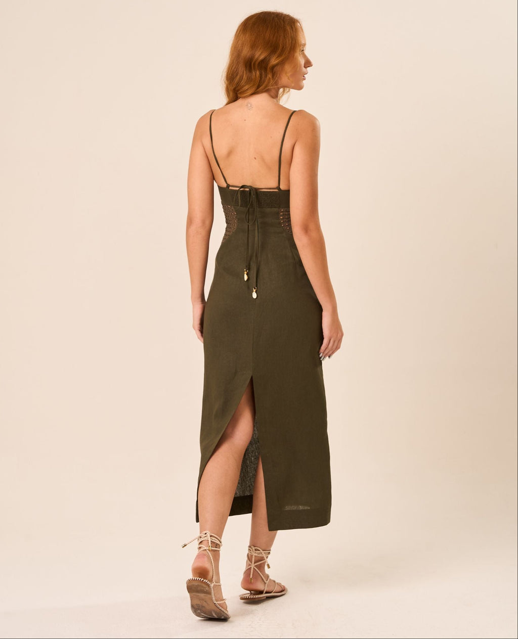 Vestido de Linho com Laise militar