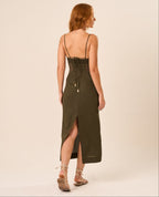 Vestido de Linho com Laise militar