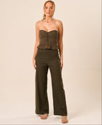 Calça de Linho com Laise Militar