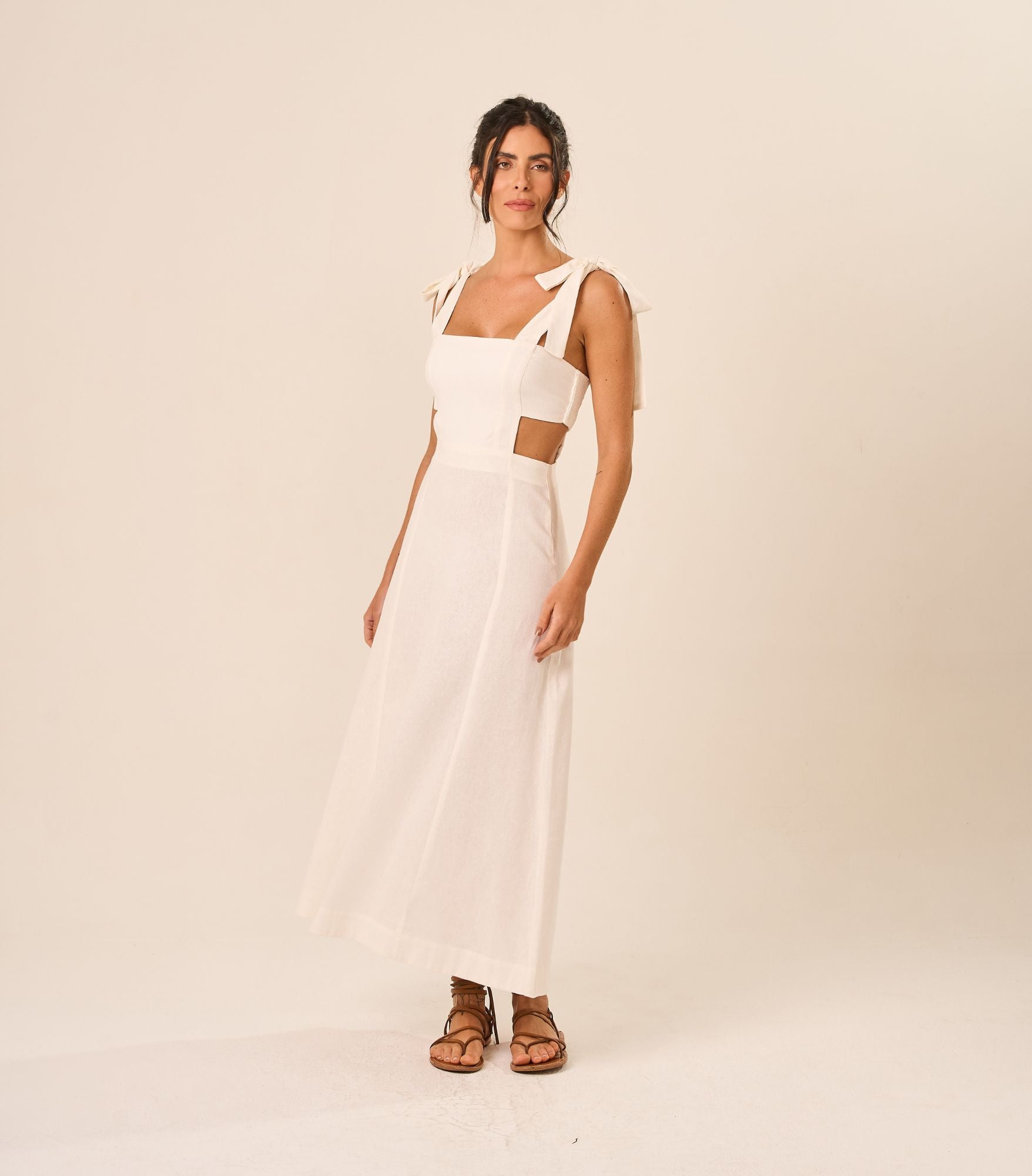 Vestido de Linho off-white Gisele