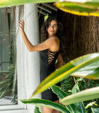 Vestido de linho preto Lucia