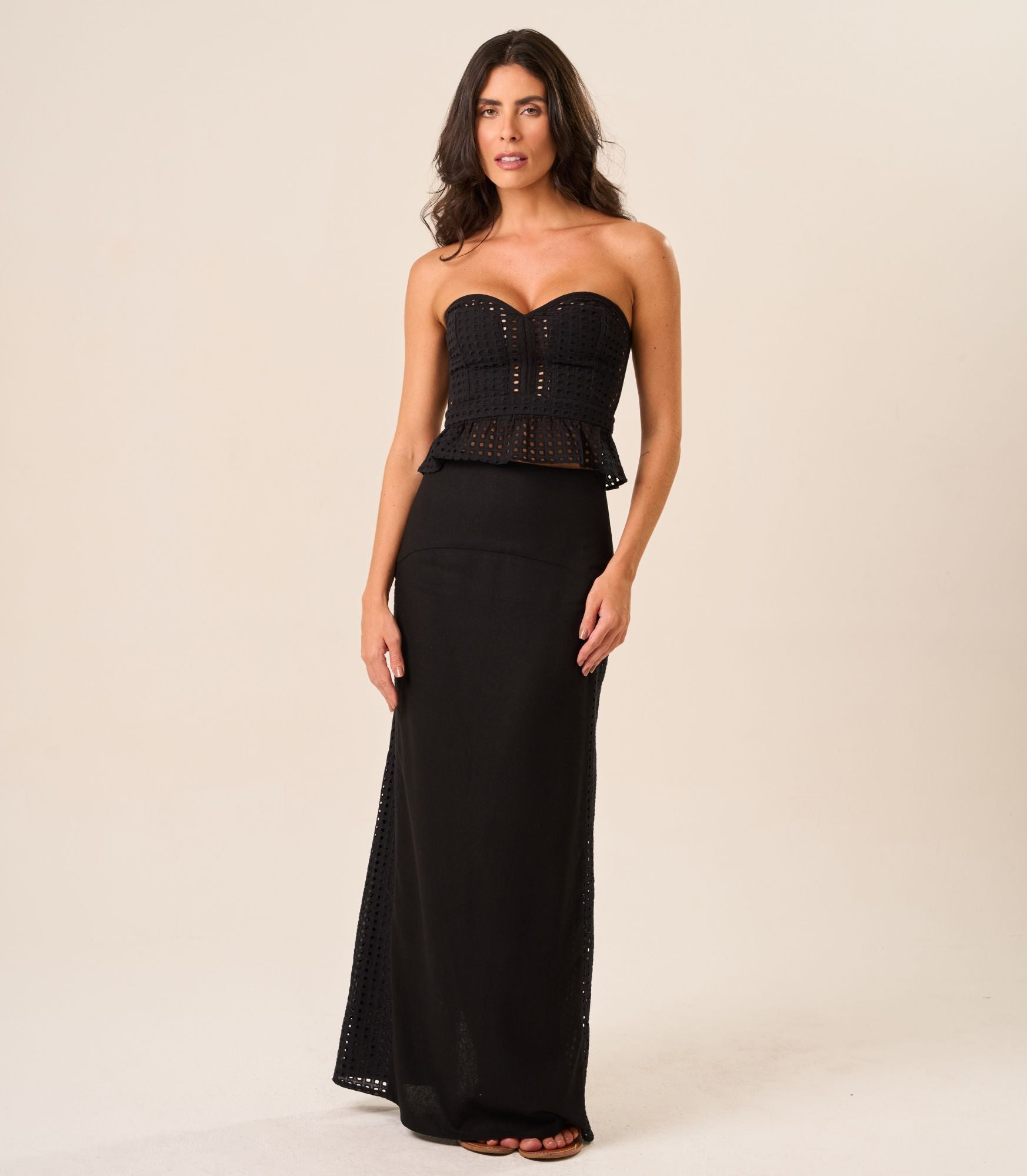 Top de Linho com Laise preto