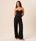 Calça de Linho com Laise preto
