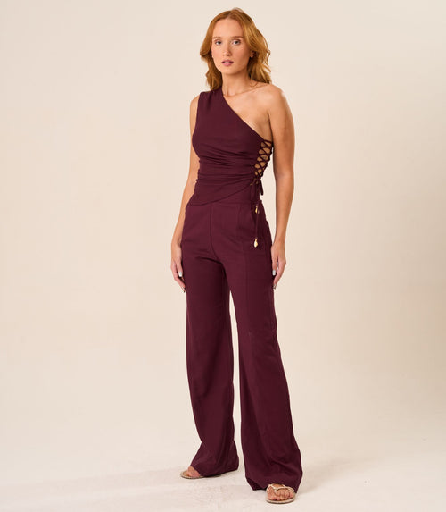Calça de Linho jabuticaba Gisela