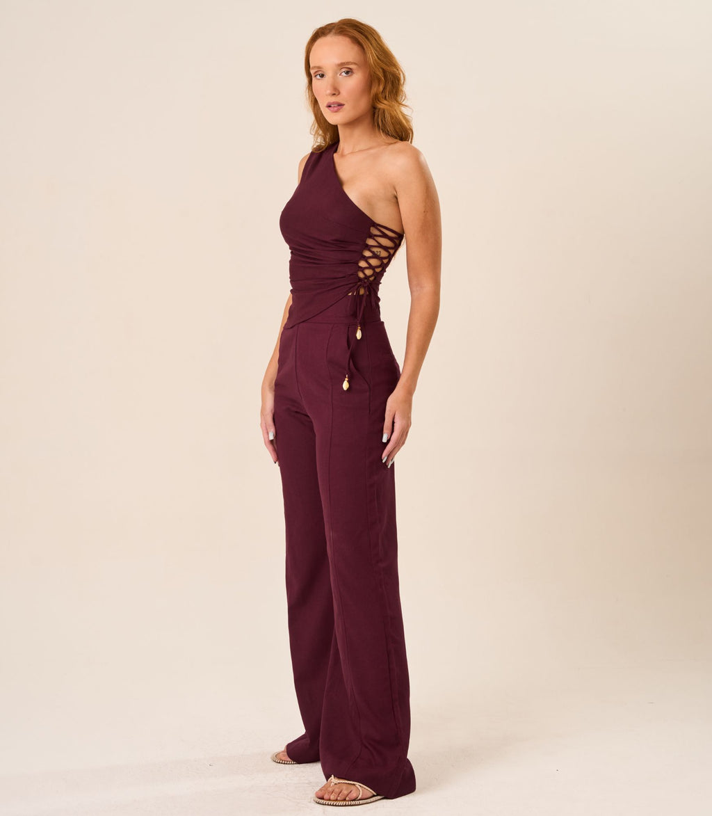 Calça de Linho jabuticaba Gisela