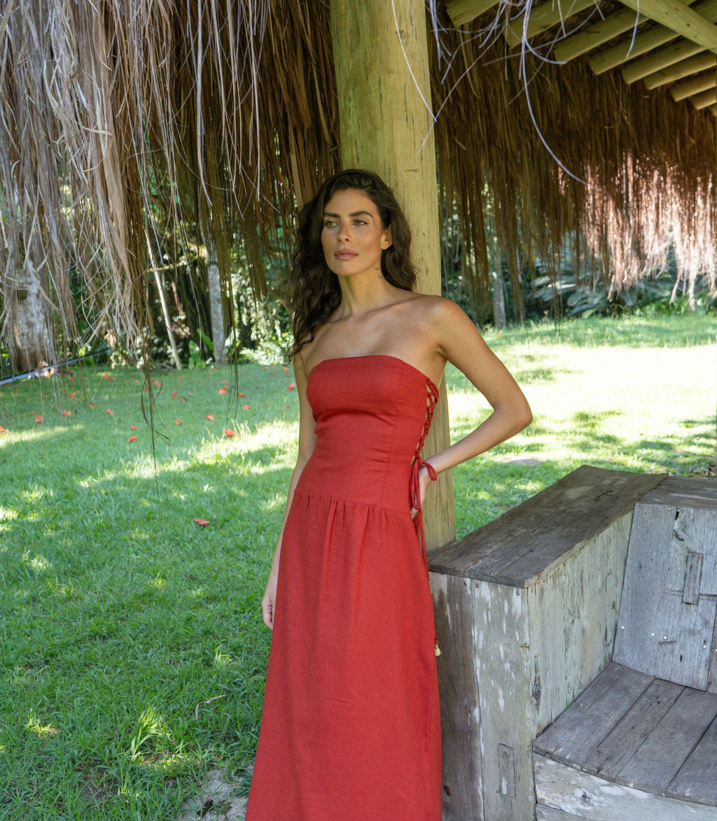 Vestido de Linho pitanga Marcela