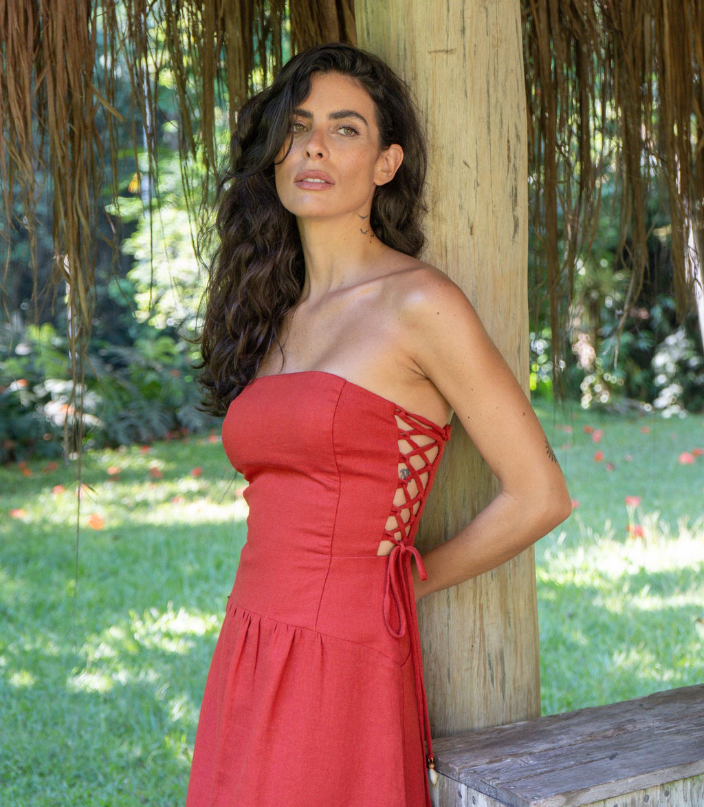 Vestido de Linho pitanga Marcela