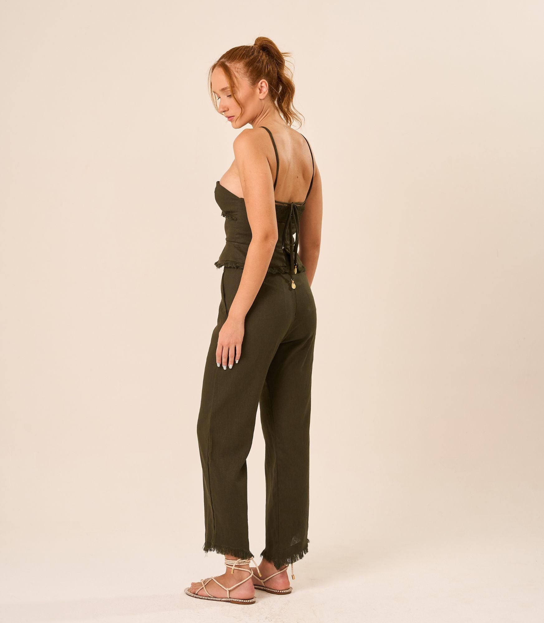Calça de linho militar Guilhermina