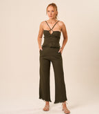 Top de linho militar Guilhermina