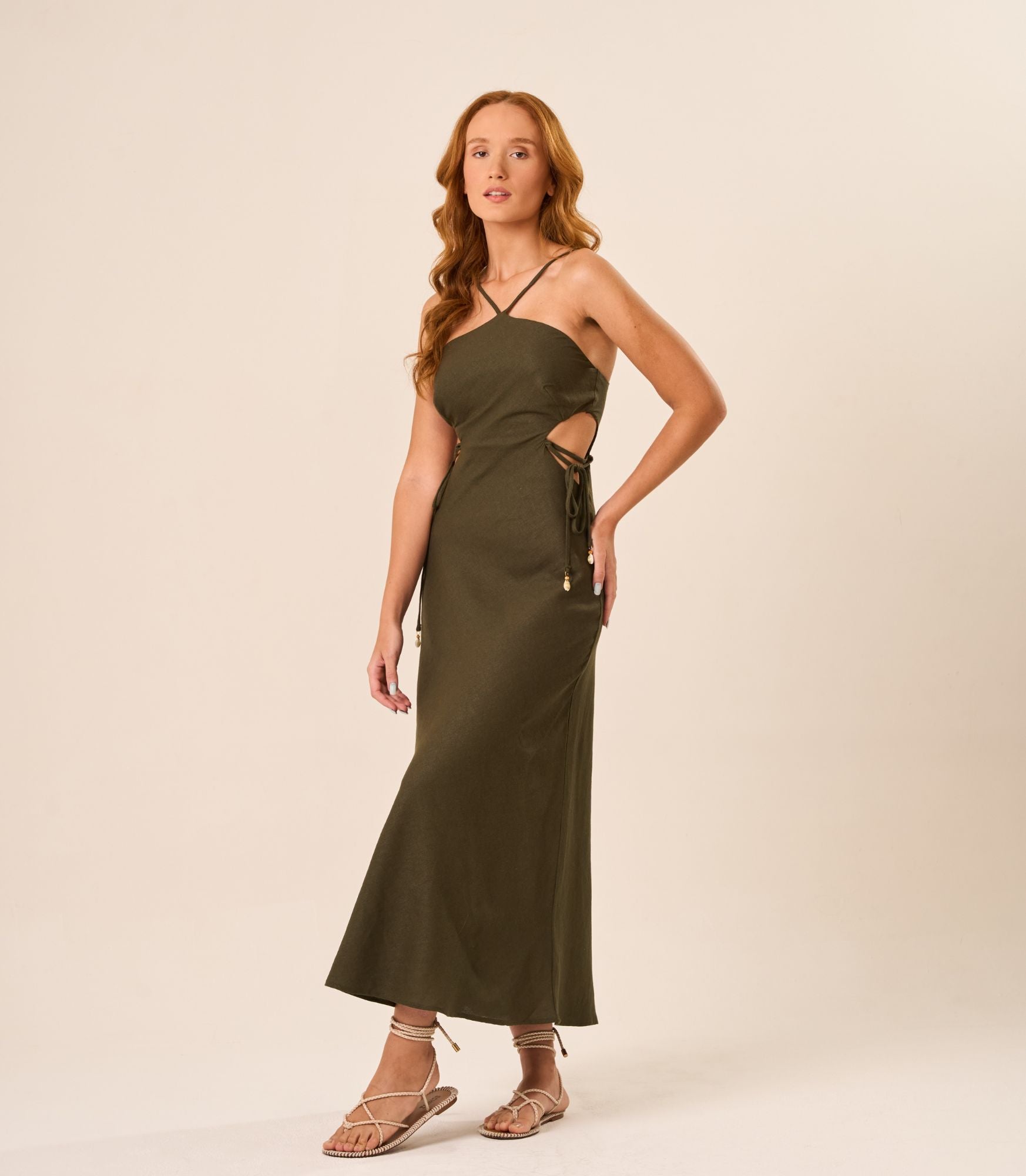 Vestido de Linho militar Bárbara