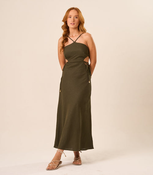 Vestido de Linho militar Bárbara