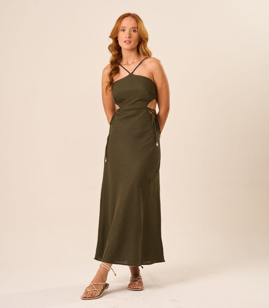 Vestido de Linho militar Bárbara