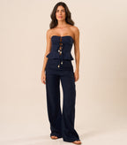 Calça de linho marinho Gisela