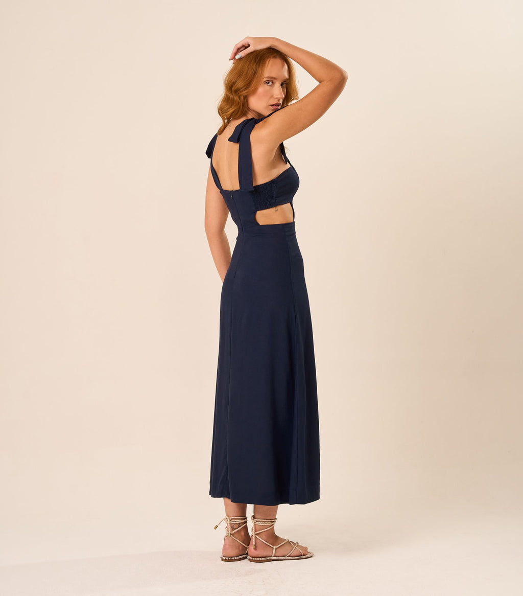 Vestido de Linho marinho Gisele