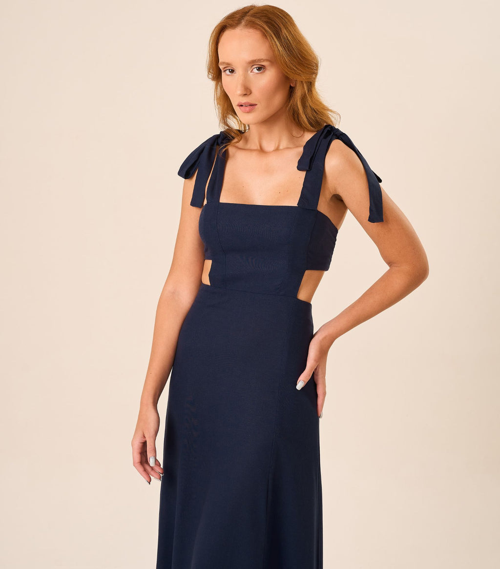 Vestido de Linho marinho Gisele