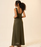 Vestido de Linho verde- militar Joana