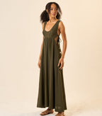 Vestido de Linho verde- militar Joana