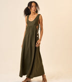 Vestido de Linho verde- militar Joana