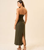 Vestido de Linho verde-militar Fernanda