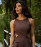 Vestido de Linho marrom-café Thai