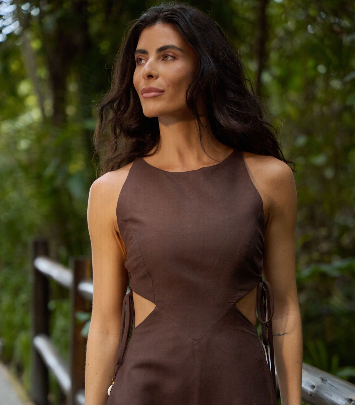 Vestido de Linho marrom-café Thai