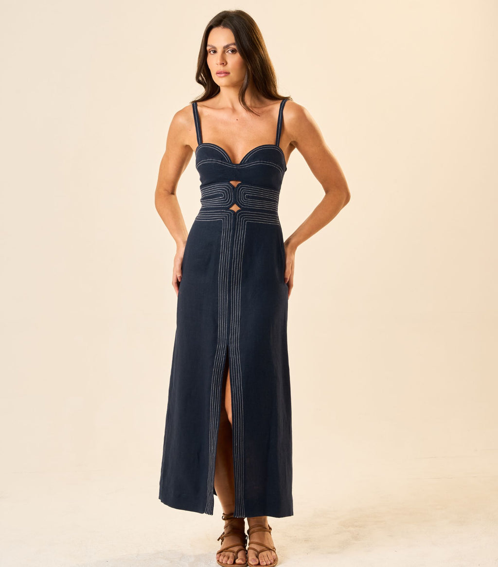 Vestido de Linho marinho Origem