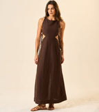 Vestido de Linho marrom-café Thai