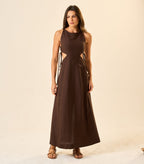 Vestido de Linho marrom-café Thai