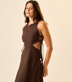 Vestido de Linho marrom-café Thai