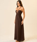 Vestido de Linho marrom-café Mel