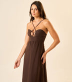 Vestido de Linho marrom-café Mel