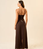 Vestido de Linho marrom-café Mel